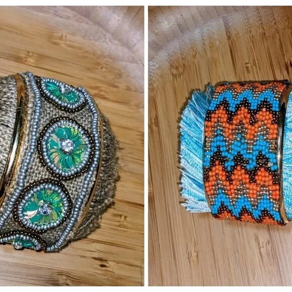 Beaded Fringe Handmade Cuff Bracelet - Picture 6 of 6